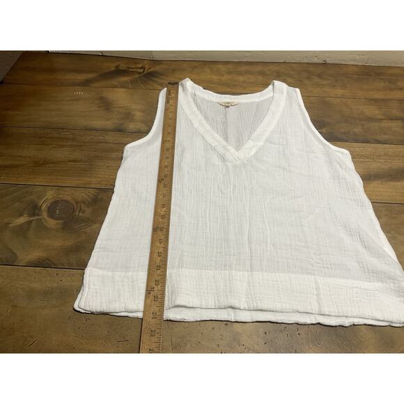 Faherty Dune Organic Cotton Gauze Top Women's Medium White Sleeveless Popover - Picture 4 of 8
